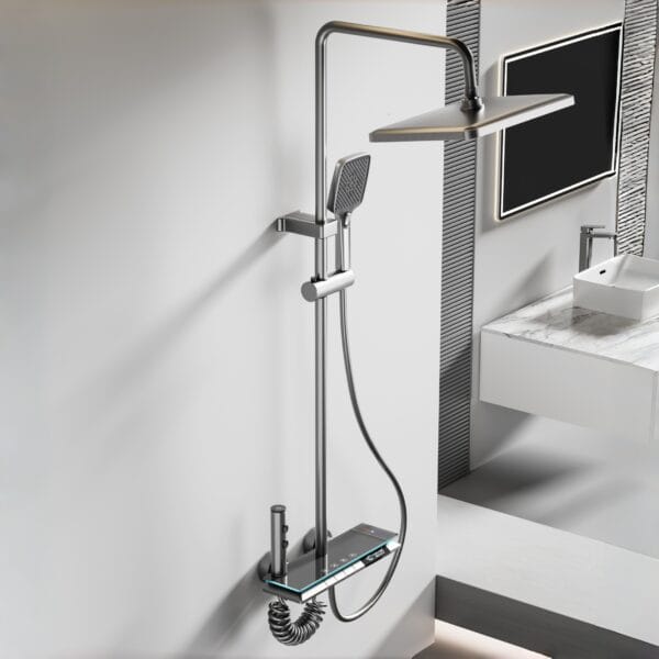 Premium Digital Thermostatic Shower System with LED & Rainfall