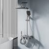 Gun Grey Digital LED Shower System with Integrated Shelf & Waterfall Spout