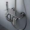 Gun Grey Digital LED Shower System with Integrated Shelf & Waterfall Spout