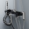 Gun Grey Digital LED Shower System with Integrated Shelf & Waterfall Spout