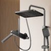 Gun Grey Digital LED Thermostatic Shower System with Tub Spout