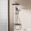 Gun Grey Digital LED Thermostatic Shower System with Tub Spout