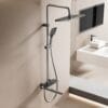 Gun Grey Digital LED Thermostatic Shower System with Tub Spout