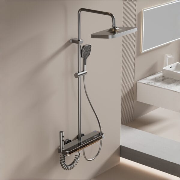 Digital LED Thermostatic Shower System with Smart Shelf