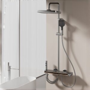 Wholesale Digital LED Thermostatic Shower System with Smart Shelf product image for B2B shower system sourcing