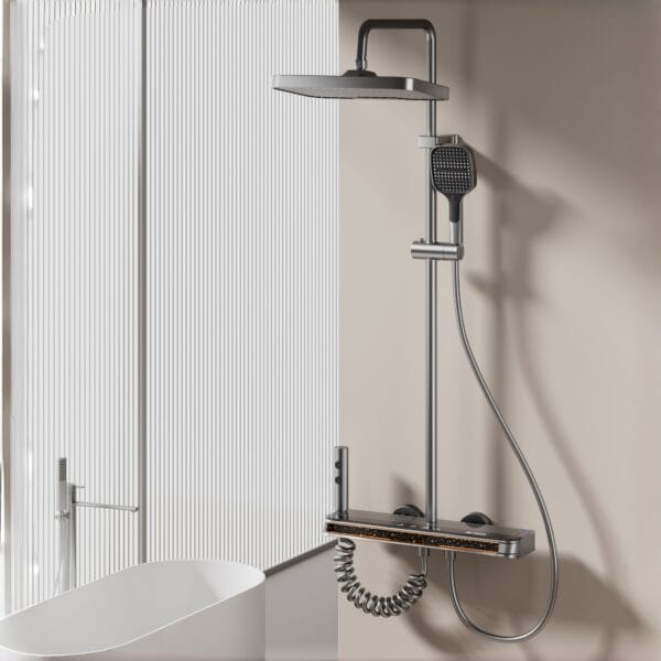 Digital LED Thermostatic Shower System with Smart Shelf