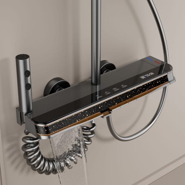 Digital LED Thermostatic Shower System with Smart Shelf