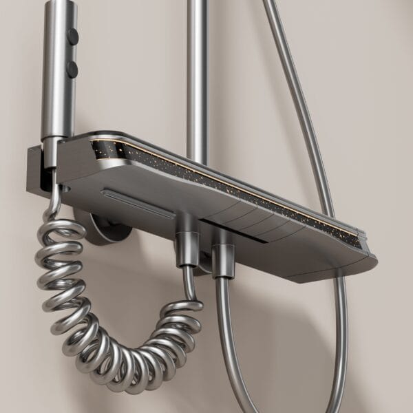 Digital LED Thermostatic Shower System with Smart Shelf
