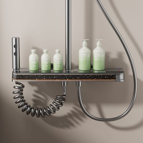 Digital LED Thermostatic Shower System with Smart Shelf