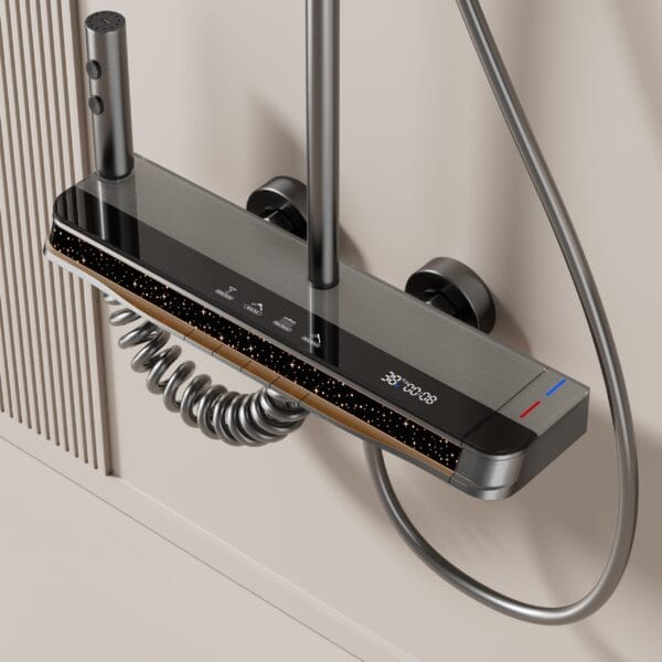 Digital LED Thermostatic Shower System with Smart Shelf