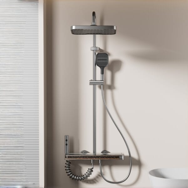 Digital LED Thermostatic Shower System with Smart Shelf