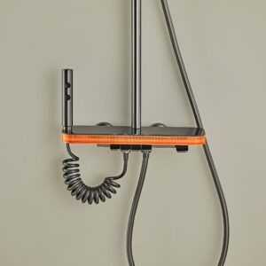 Gun Grey Smart LED Digital Shower System with Shelf product image for B2B shower system sourcing