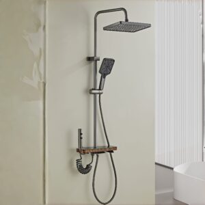 Gun Grey Smart LED Digital Shower System with Shelf product image for B2B shower system sourcing
