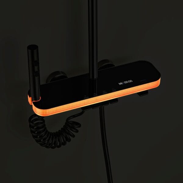 Gun Grey Smart LED Digital Shower System with Shelf