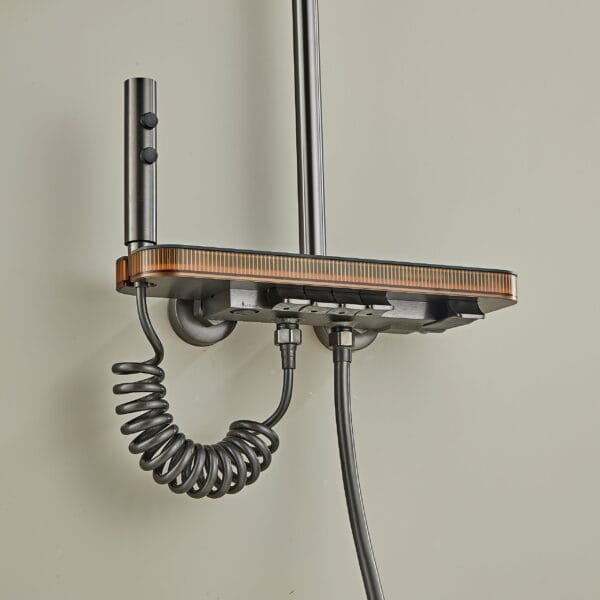 Gun Grey Smart LED Digital Shower System with Shelf