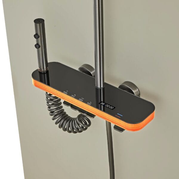 Gun Grey Smart LED Digital Shower System with Shelf