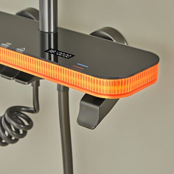 Gun Grey Smart LED Digital Shower System with Shelf