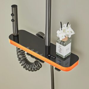 Gun Grey Smart LED Digital Shower System with Shelf product image for B2B shower system sourcing