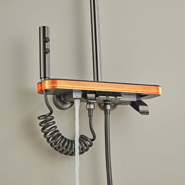 Gun Grey Smart LED Digital Shower System with Shelf