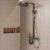 Digital LED Thermostatic Shower System with Integrated Shelf