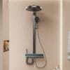 Digital LED Thermostatic Shower System with Integrated Shelf