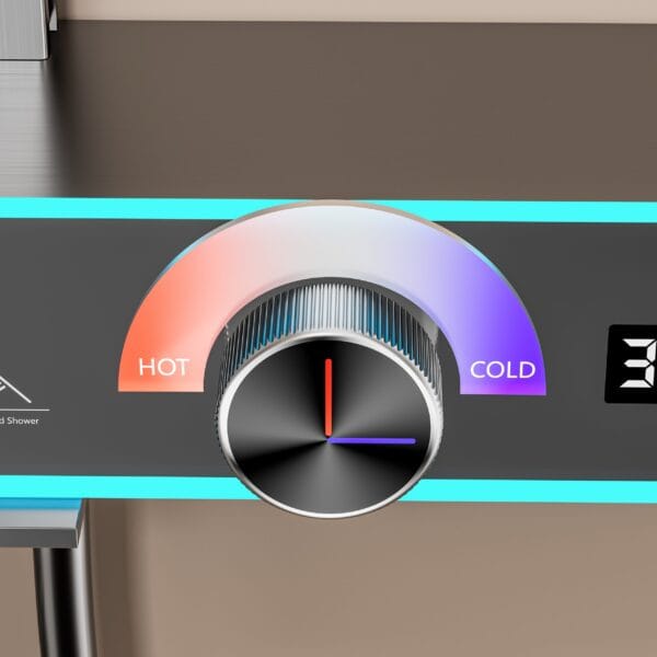 Digital LED Thermostatic Shower System with Integrated Shelf
