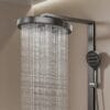 Digital LED Thermostatic Shower System with Integrated Shelf