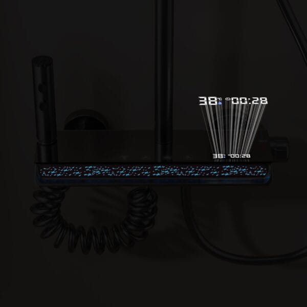 Gun Gray Digital Thermostatic Shower System with LED Display