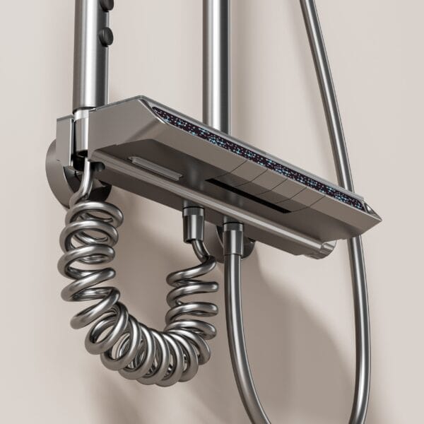Gun Gray Digital Thermostatic Shower System with LED Display