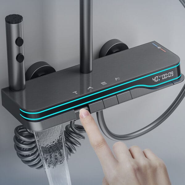 Smart Digital Thermostatic Shower System with Rainfall & Waterfall Spout
