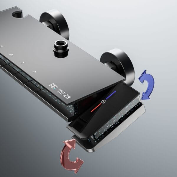 Luxury Digital Thermostatic Shower System with Waterfall Spout & Integrated Shelf