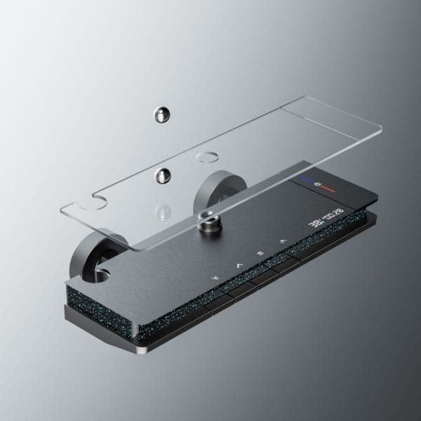 Luxury Digital Thermostatic Shower System with Waterfall Spout & Integrated Shelf
