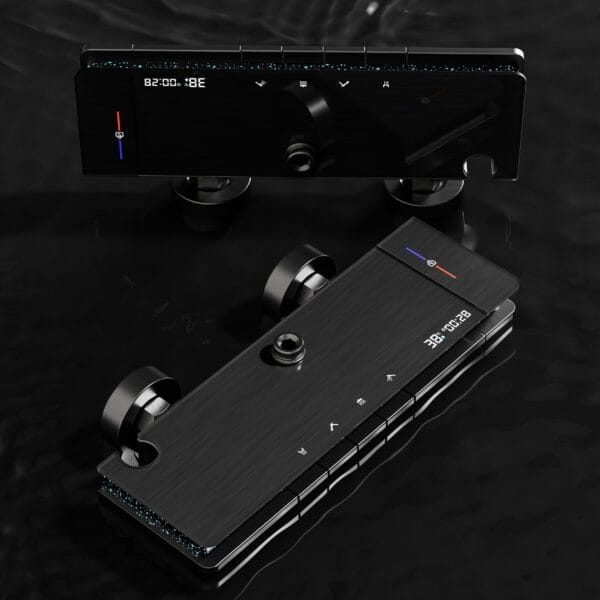 Luxury Digital Thermostatic Shower System with Waterfall Spout & Integrated Shelf