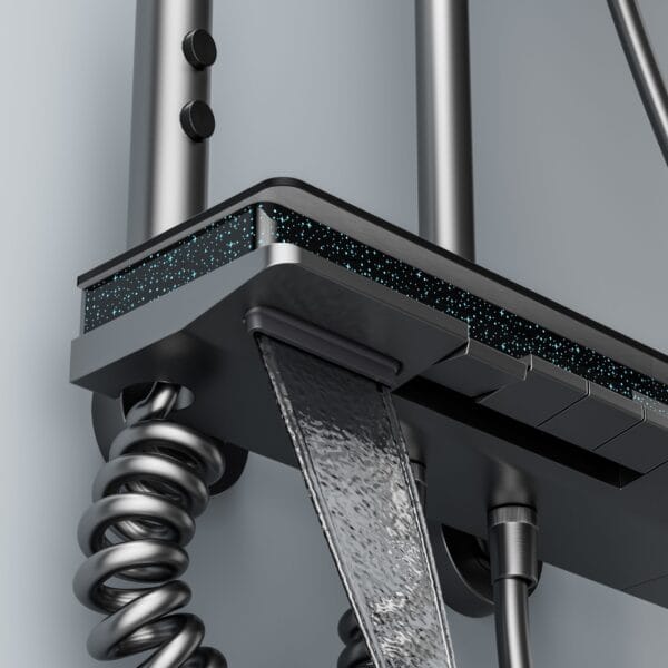 Luxury Digital Thermostatic Shower System with Waterfall Spout & Integrated Shelf