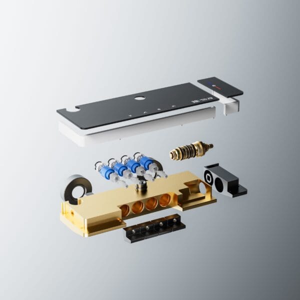 Luxury Digital Thermostatic Shower System with Waterfall Spout & Integrated Shelf