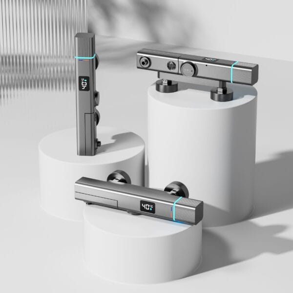Modern Digital Thermostatic Shower Mixer with Integrated Spout