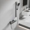 Modern Digital Thermostatic Shower Mixer with Integrated Spout