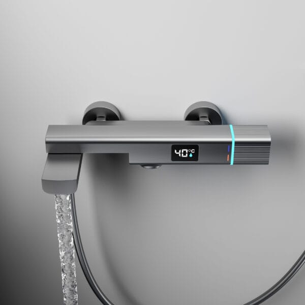 Modern Digital Thermostatic Shower Mixer with Integrated Spout