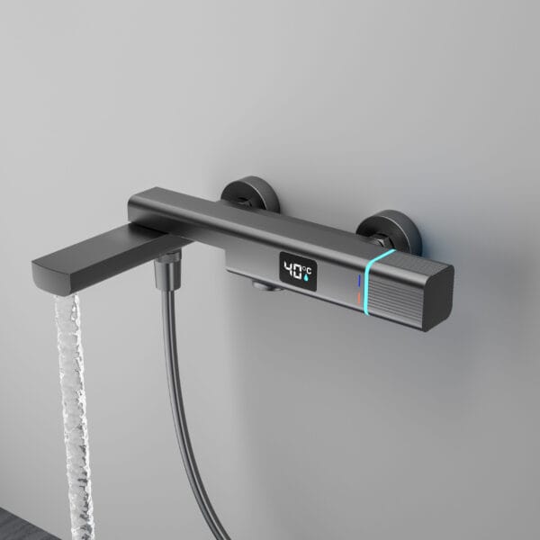 Modern Digital Thermostatic Shower Mixer with Integrated Spout