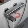 Modern Digital Thermostatic Shower Mixer with Integrated Spout