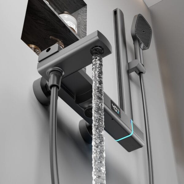 Modern Digital Thermostatic Shower Mixer with Integrated Spout