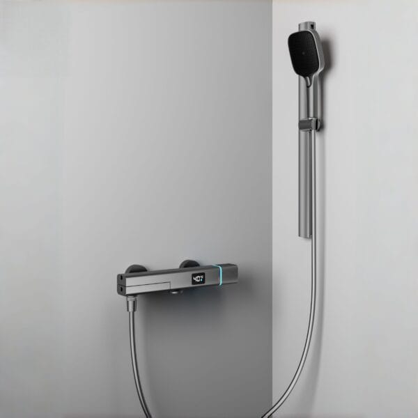 Modern Digital Thermostatic Shower Mixer with Integrated Spout
