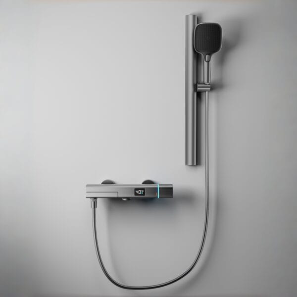 Modern Digital Thermostatic Shower Mixer with Integrated Spout