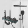Smart Digital LED Shower System with Waterfall Spout & Integrated Shelf