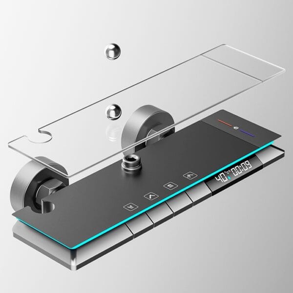 Smart Digital LED Shower System with Waterfall Spout & Integrated Shelf