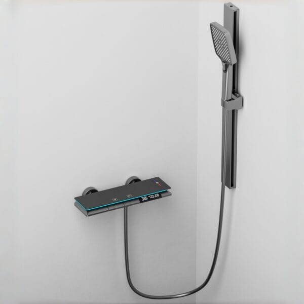 Smart Digital Thermostatic Shower System with Integrated Shelf