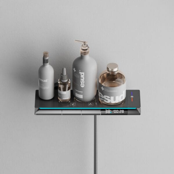 Smart Digital Thermostatic Shower System with Integrated Shelf