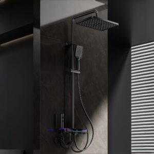 Smart Digital LED Thermostatic Shower System with Waterfall Spout product image for B2B shower system sourcing