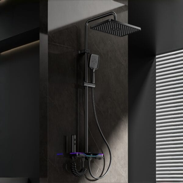 Zenith Smart Digital LED Thermostatic Shower System with Waterfall Spout