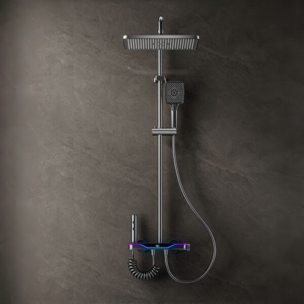 Zenith Smart Digital LED Thermostatic Shower System with Waterfall Spout